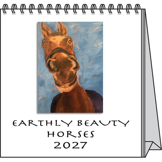 2027 "Earthly Beauty Horses" Easel Calendar - front